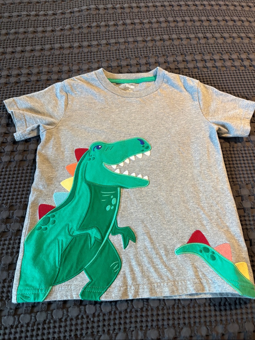 Gymboree Gray Kids Dinosaur Applique T-Shirt - Green Dinosaur
